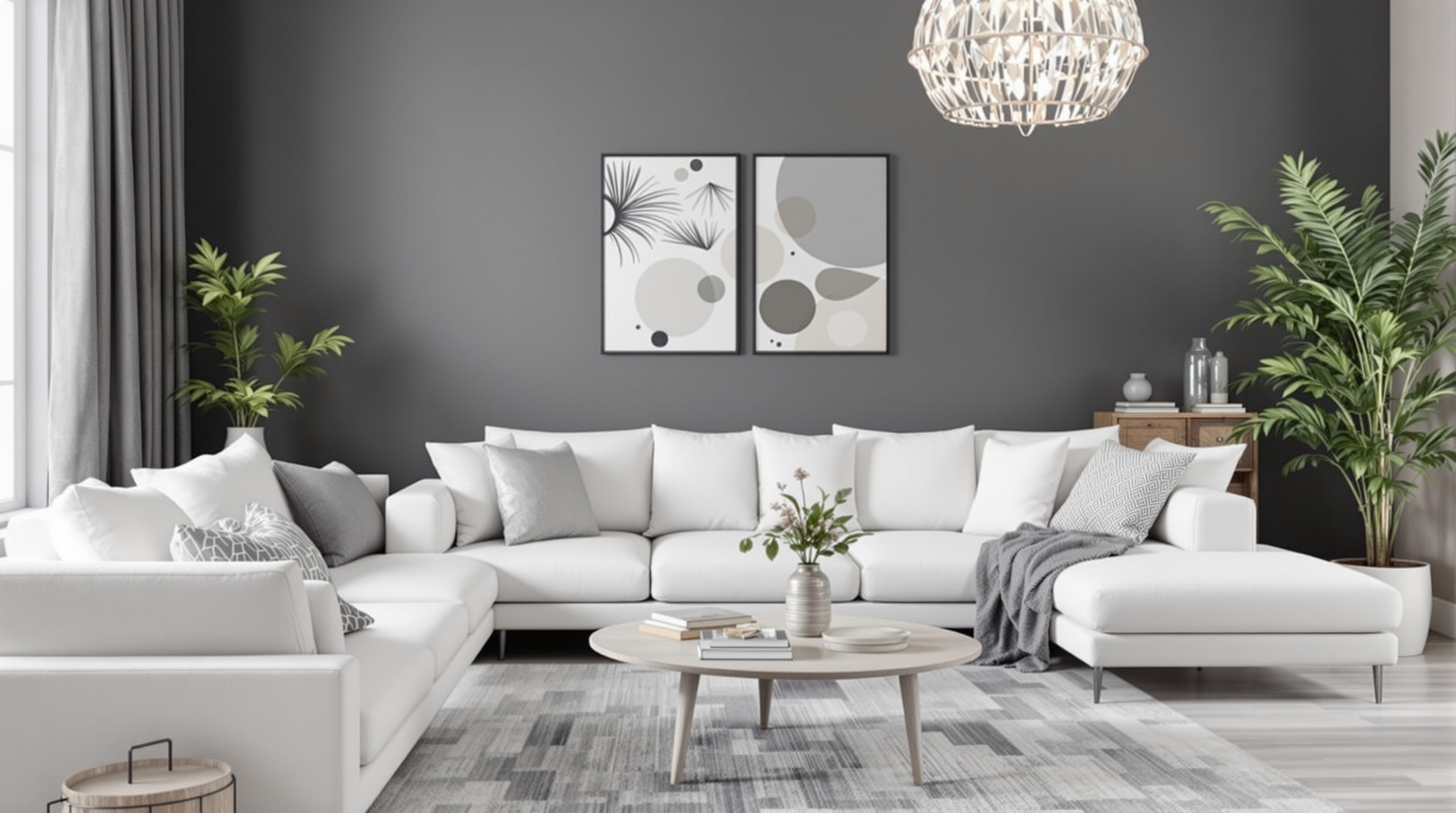Déco cocooning pour salon gris et blanc : idées et inspirations