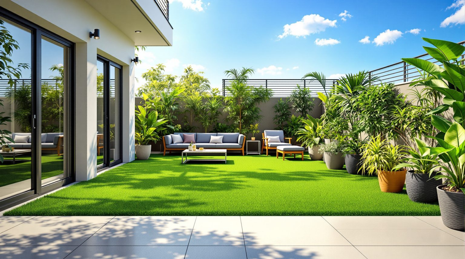 Gazon synthétique sur carrelage : Transformez votre espace extérieur avec style et facilité
